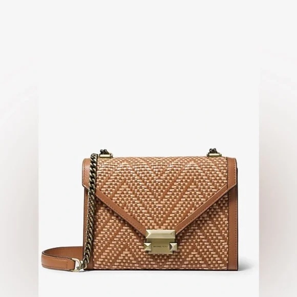Michael Kors Handbags - Michael Kors Whitney Crossbody Bag in Woven Butternut & Acorn